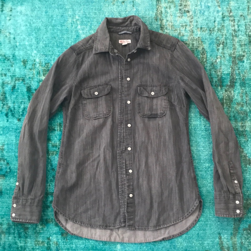 Merona gray denim button down top